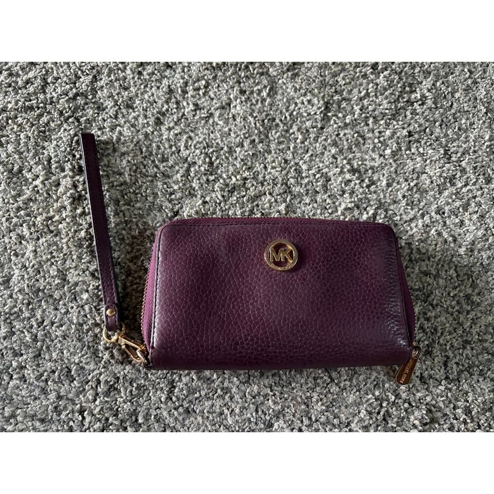 Michael Kors eggplant plum wallet wristlet